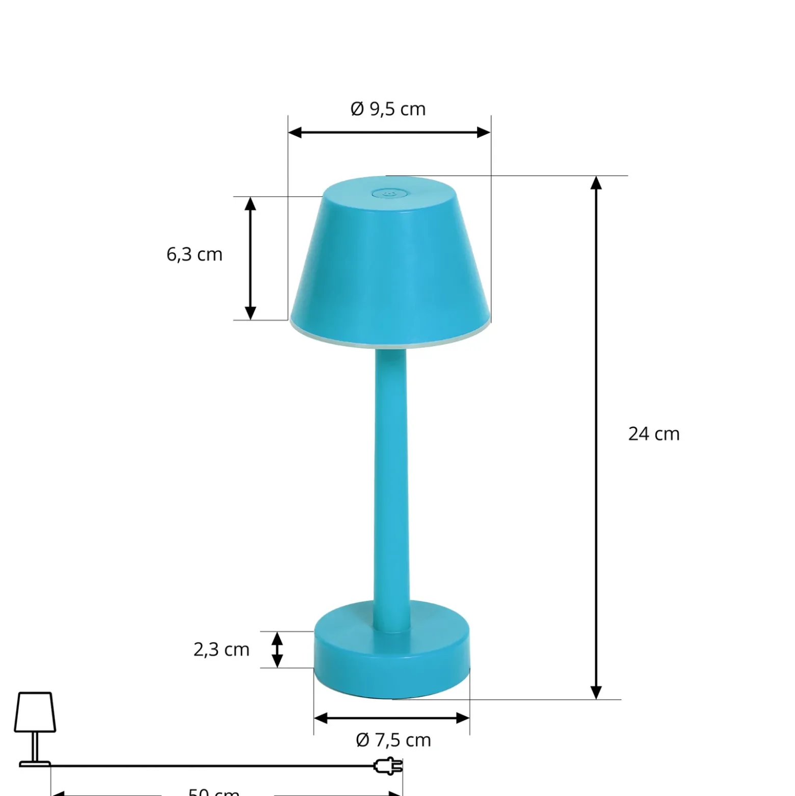 Lámpara recargable Lindby LED Gaja, azul, USB, IP44, RGBW, atenuable
