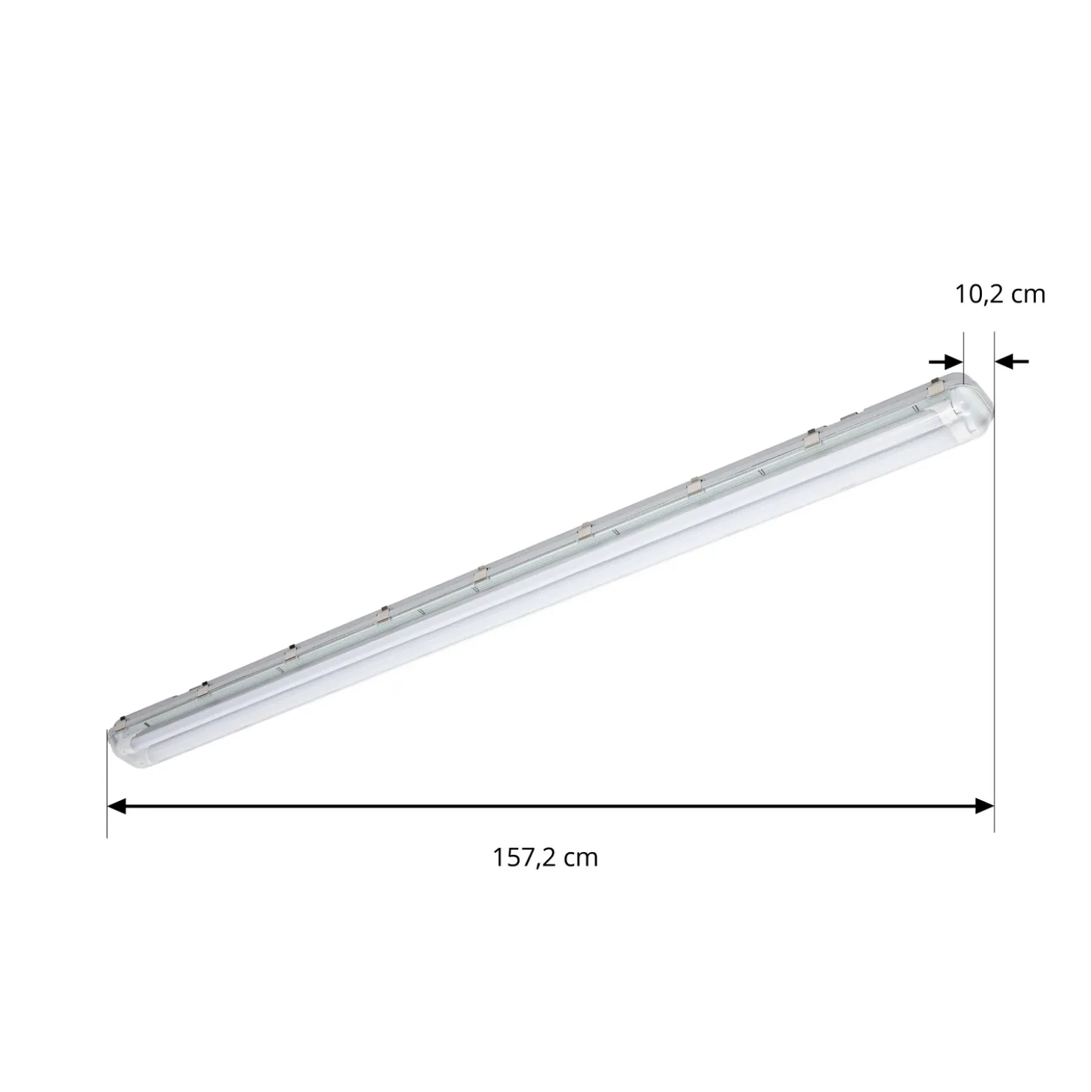 Lámpara resistente a la humedad PRIOS Lior, 157 cm, 2 x T8, G13, IP65, 18 W
