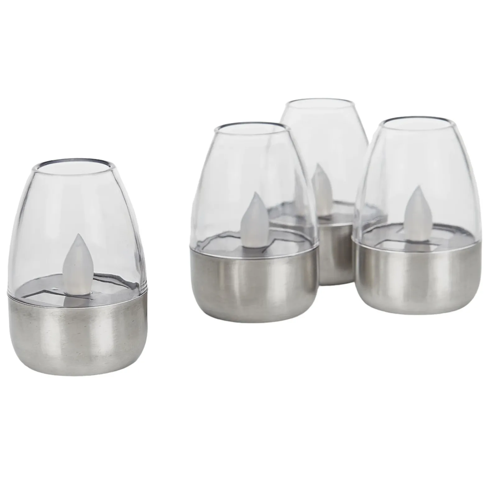 Lámparas de mesa LED solares Lindby Pedas, juego de 10, gris