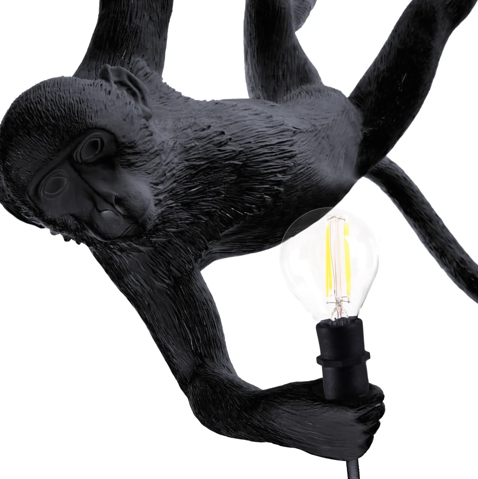 Lámpara SELETTI Monkey, ancho 44 cm, negra, enchufe, IP44