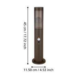 Lámpara sobremuro Helsinki, color marrón óxido, altura 45 cm, acero inoxidable,