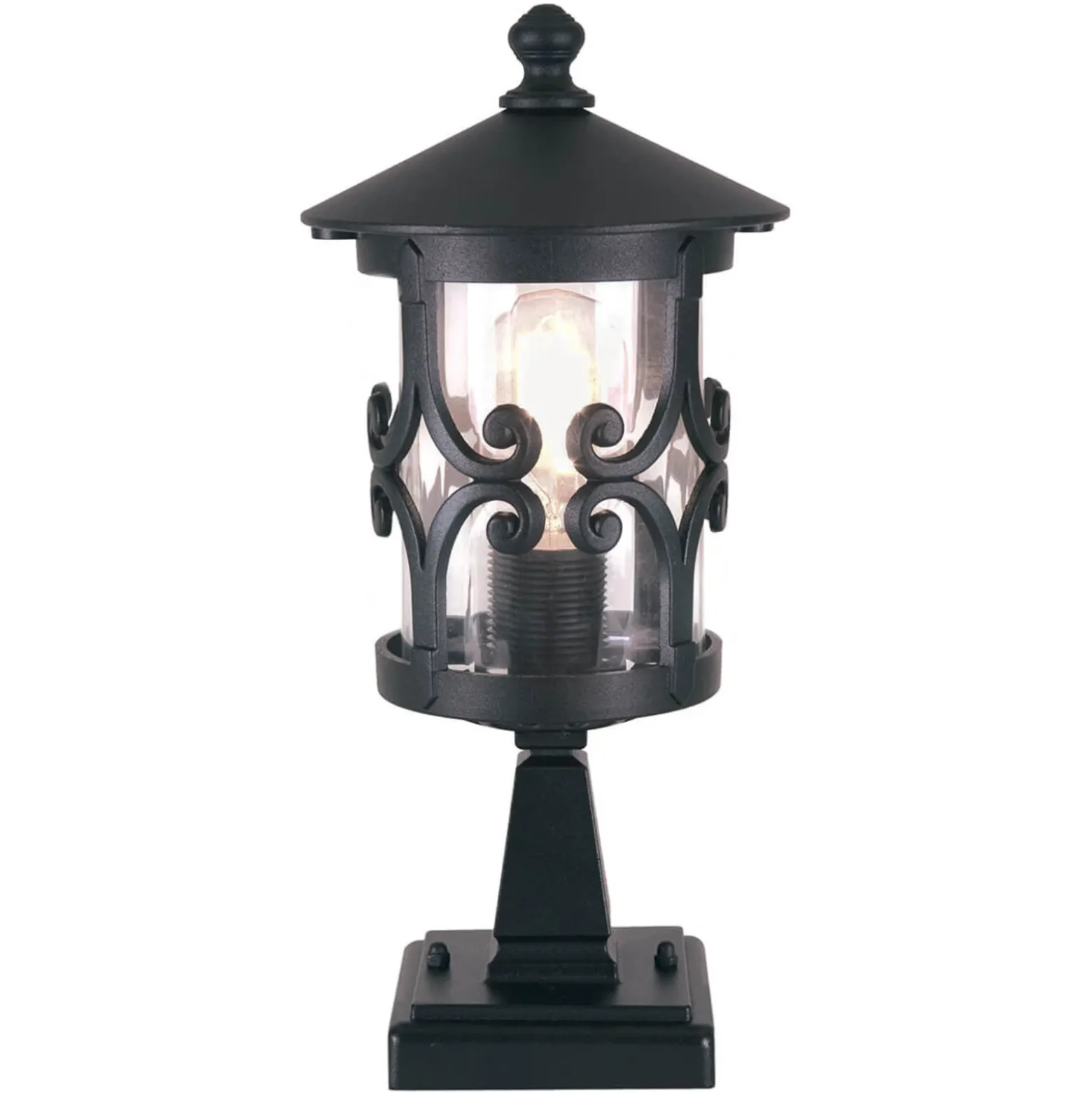 Lámpara sobremuro Hereford, negra, aluminio, cristal, altura 34 cm