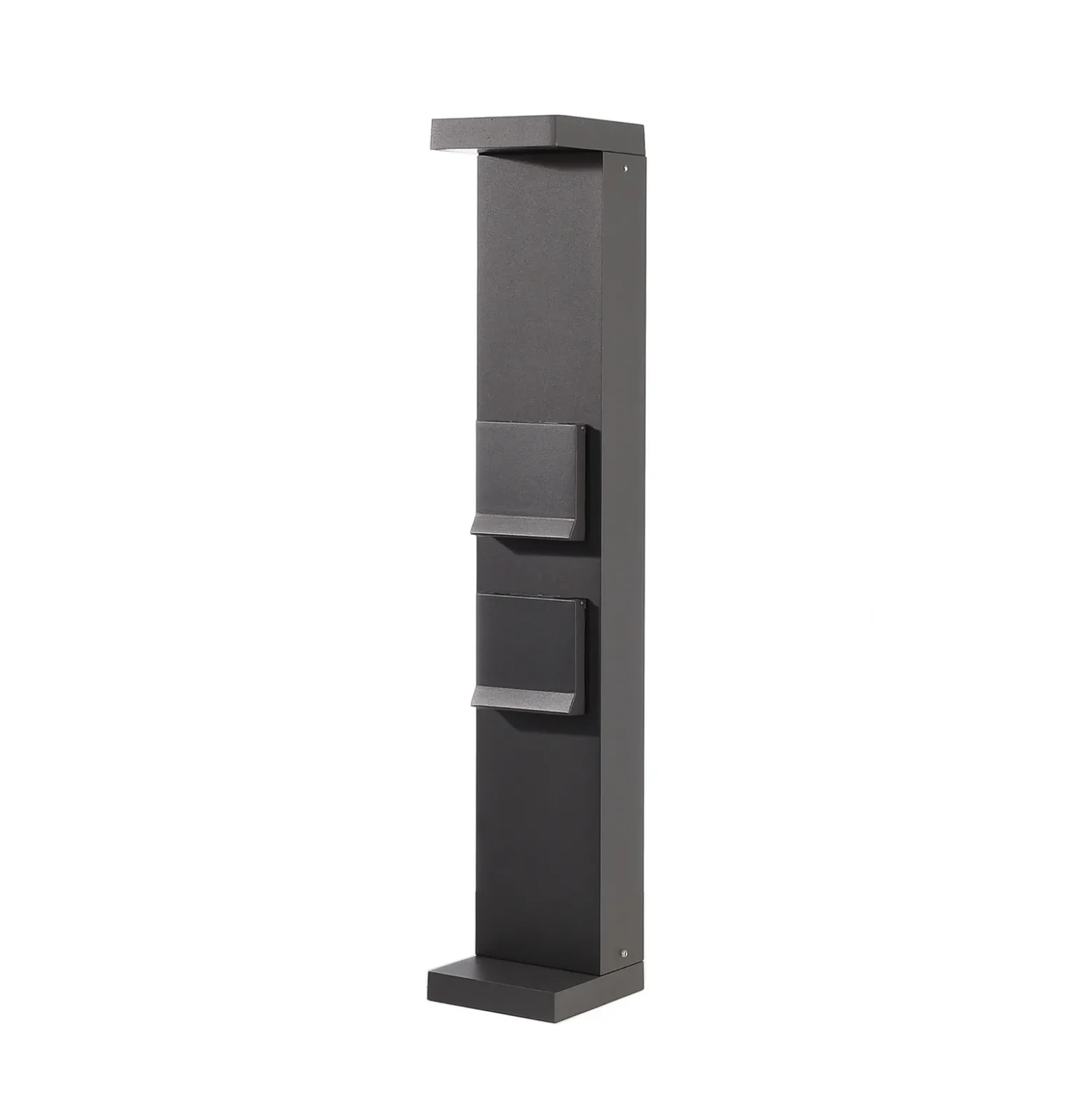 lámpara sobremuro LED, columna con enchufes Lerna, 60 cm, aluminio gris oscuro
