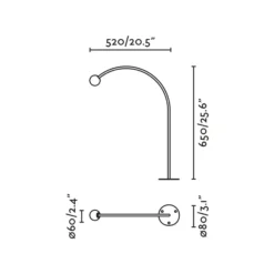 Lámpara sobremuro LED Cuca, negro, acero inoxidable/vidrio, altura 65 cm