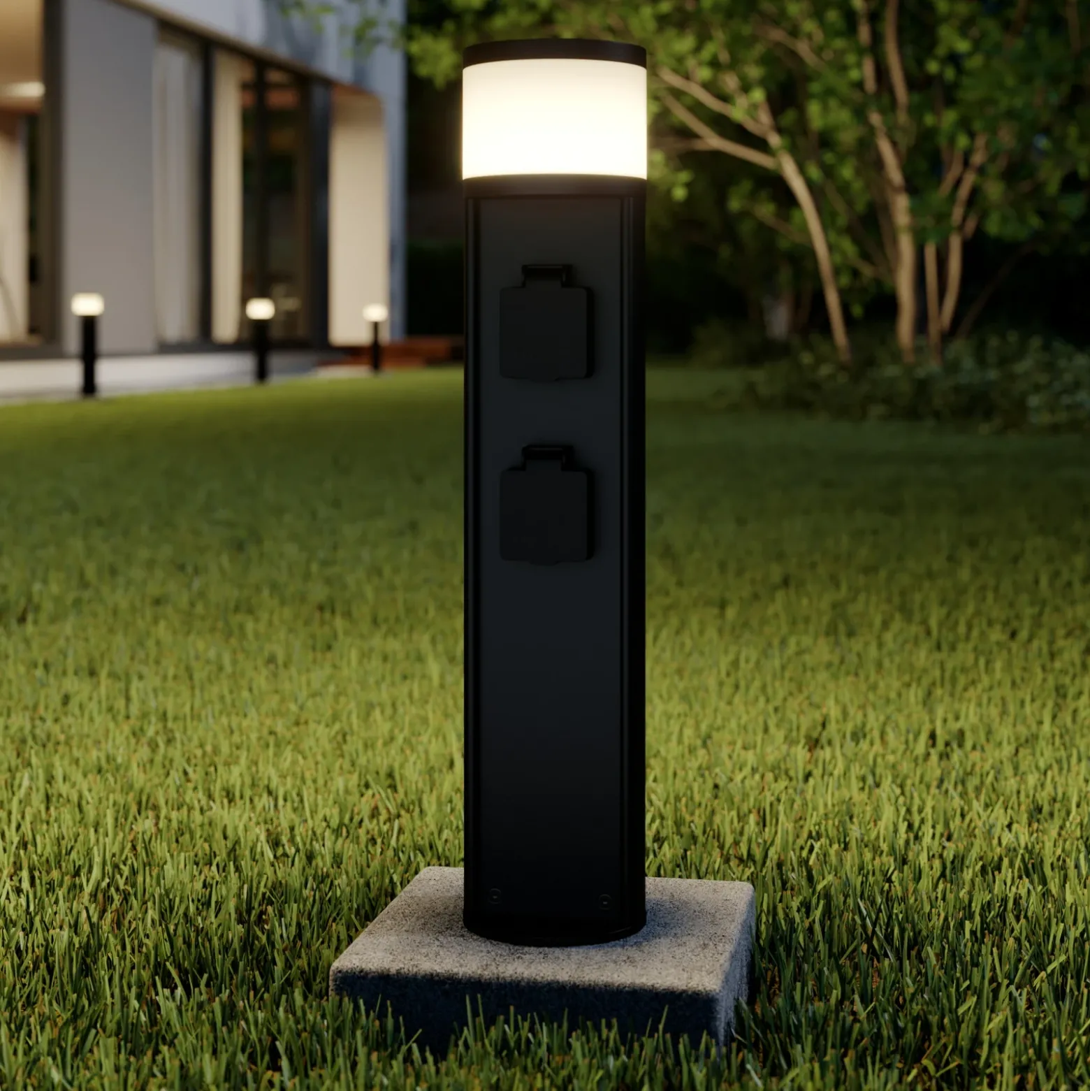lámpara sobremuro LED Lucande Corban, gris, enchufes, IP44