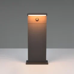 Lámpara sobremuro LED Ravi, antracita, altura 50 cm, sensor, IP54