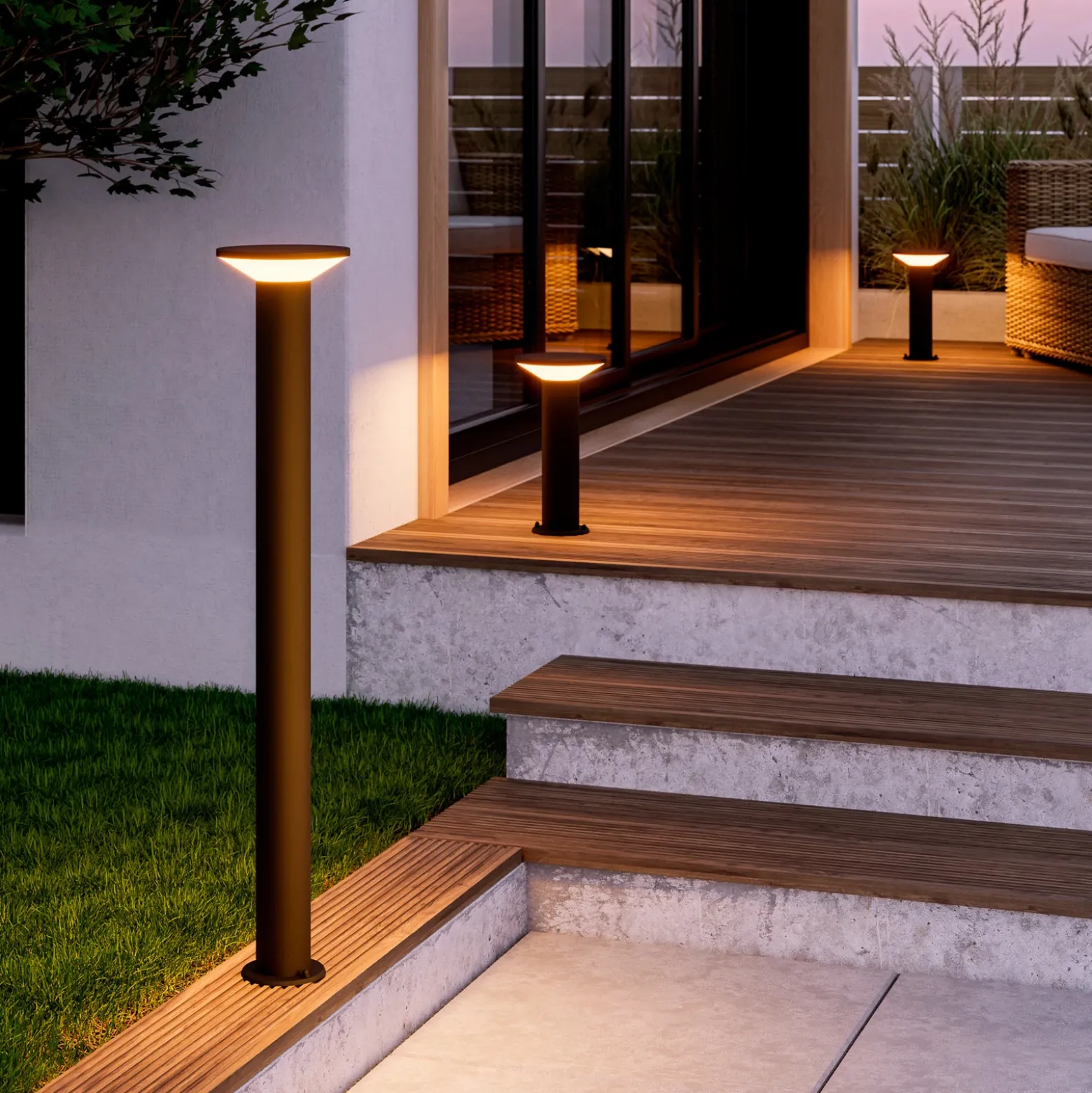 Lámpara sobremuro LED Rigosa, negra, altura 35 cm, metal