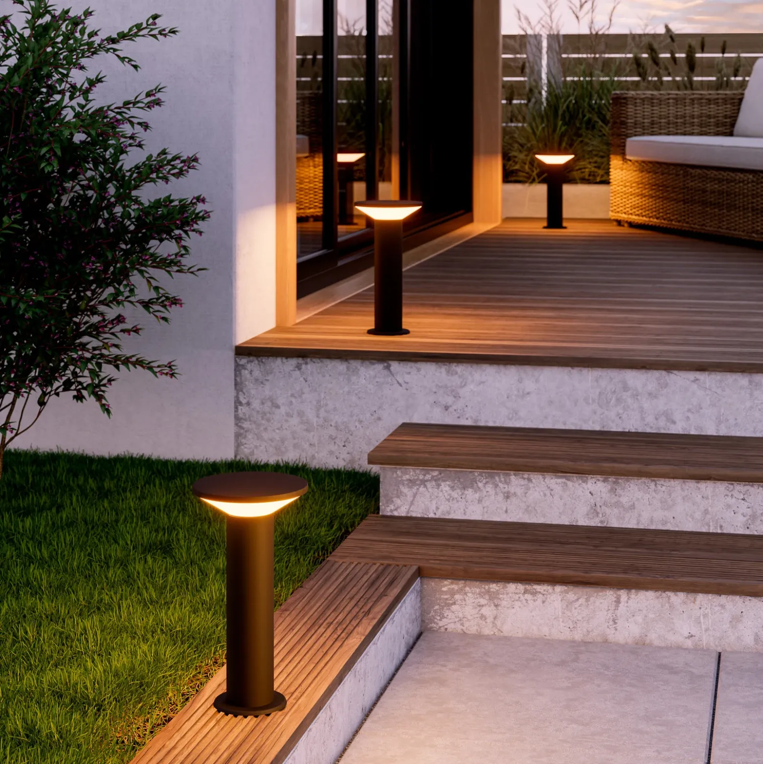 Lámpara sobremuro LED Rigosa, negra, altura 35 cm, metal