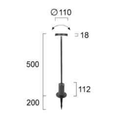 lámpara sobremuro LED Tango gris oscuro Altura 50 cm Metal, pica para clavar en