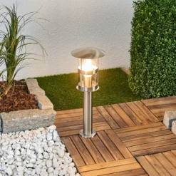 Lámpara sobremuro Lindby Noemi, gris, acero inoxidable, 50 cm, IP44