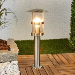 Lámpara sobremuro Lindby Noemi, gris, acero inoxidable, 50 cm, IP44