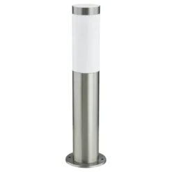 Lámpara sobremuro Lindby Statius, plateada, acero inoxidable, sensor, 45 cm