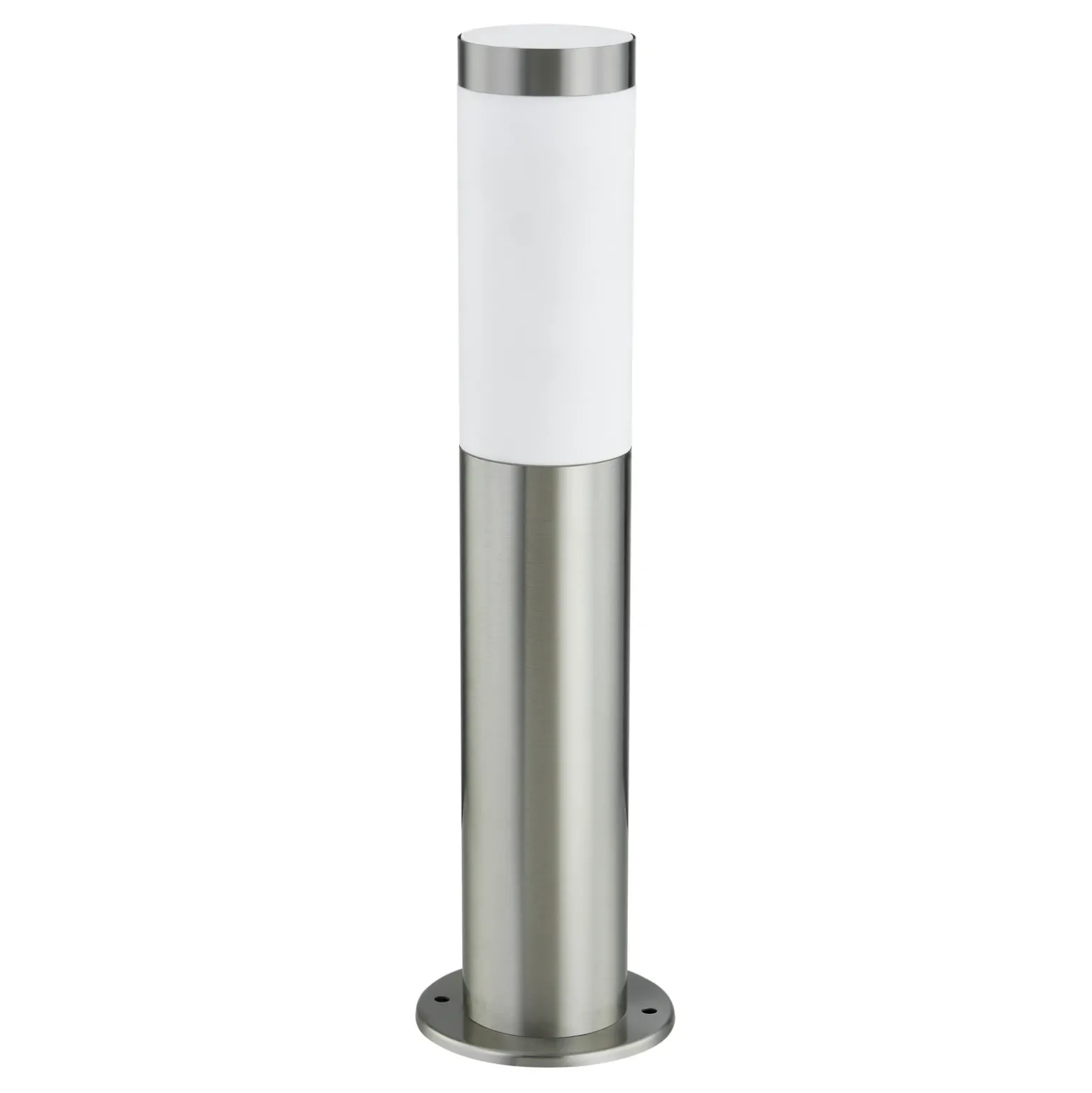 Lámpara sobremuro Lindby Statius, plateada, acero inoxidable, sensor, 45 cm