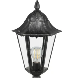Lámpara sobremuro Navedo, negro/plata, altura 47 cm