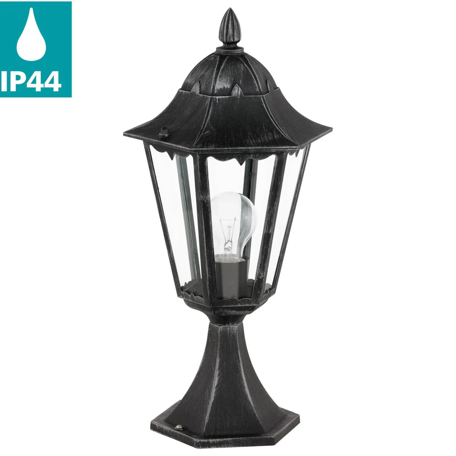 Lámpara sobremuro Navedo, negro/plata, altura 47 cm