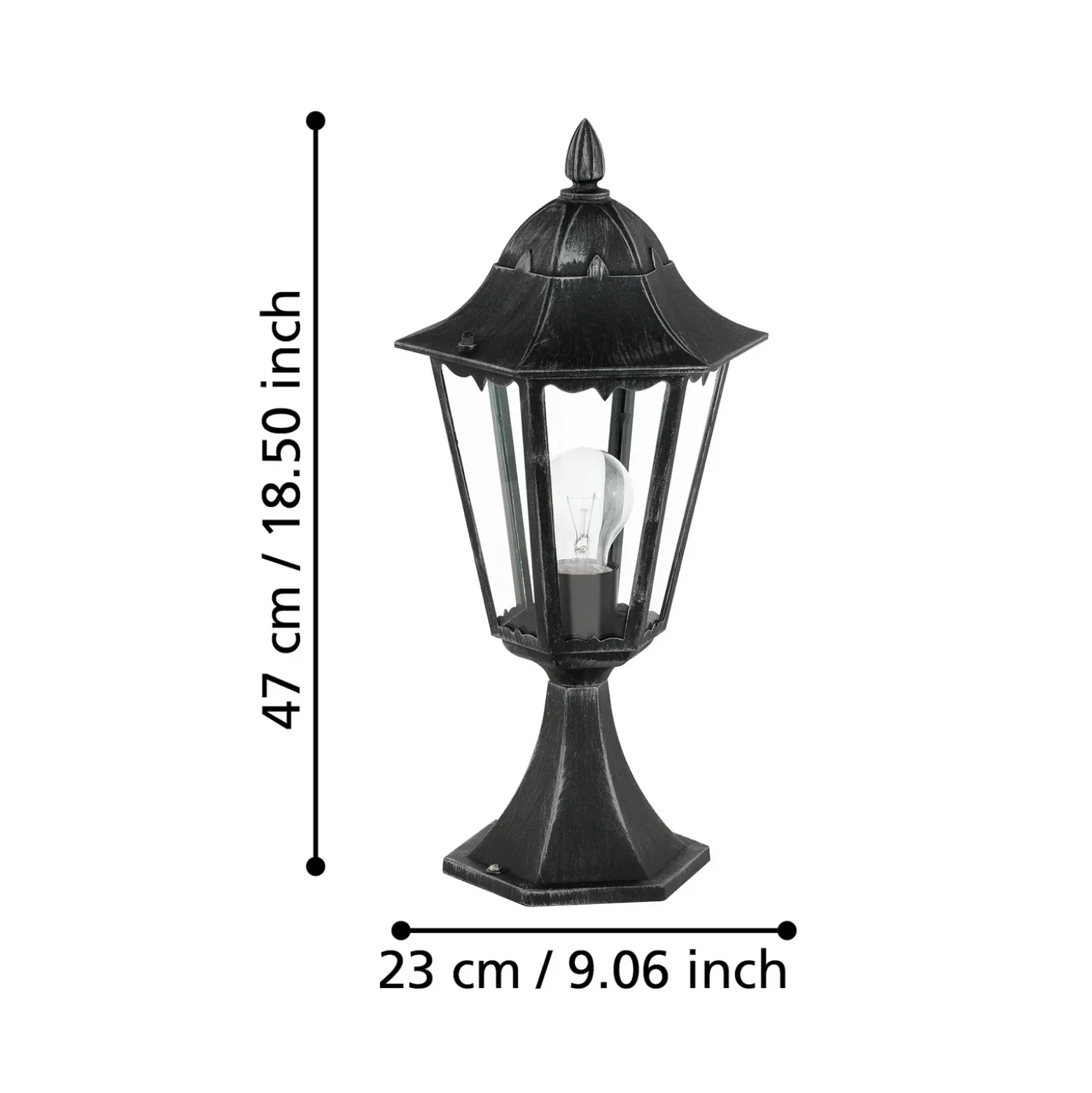 Lámpara sobremuro Navedo, negro/plata, altura 47 cm
