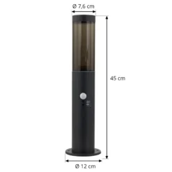Lámpara sobremuro Statius de Lindby, antracita, hierro, sensor, 45 cm