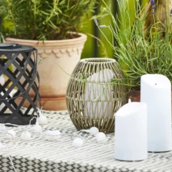Lámpara solar LED Calabria, rombos, alto 20 cm