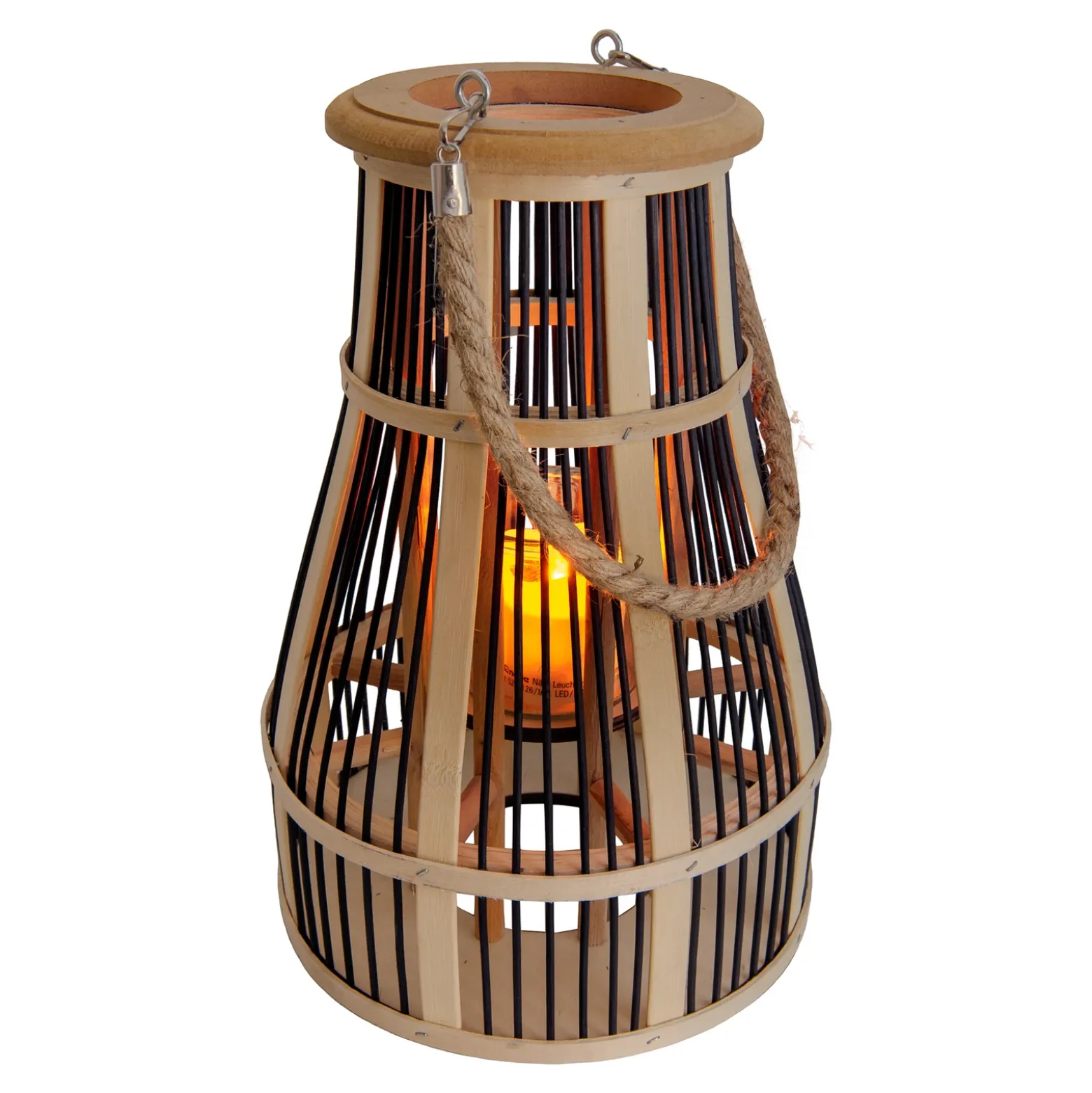 Lámpara solar LED Cesta, 34 cm, negro/natural