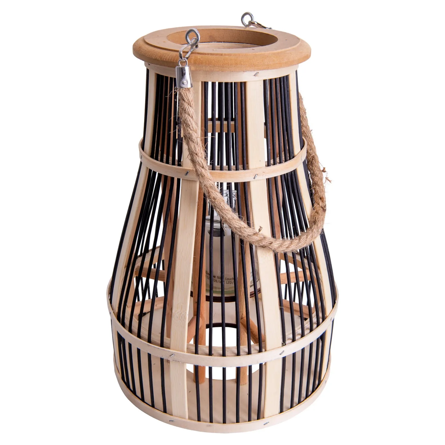 Lámpara solar LED Cesta, 34 cm, negro/natural
