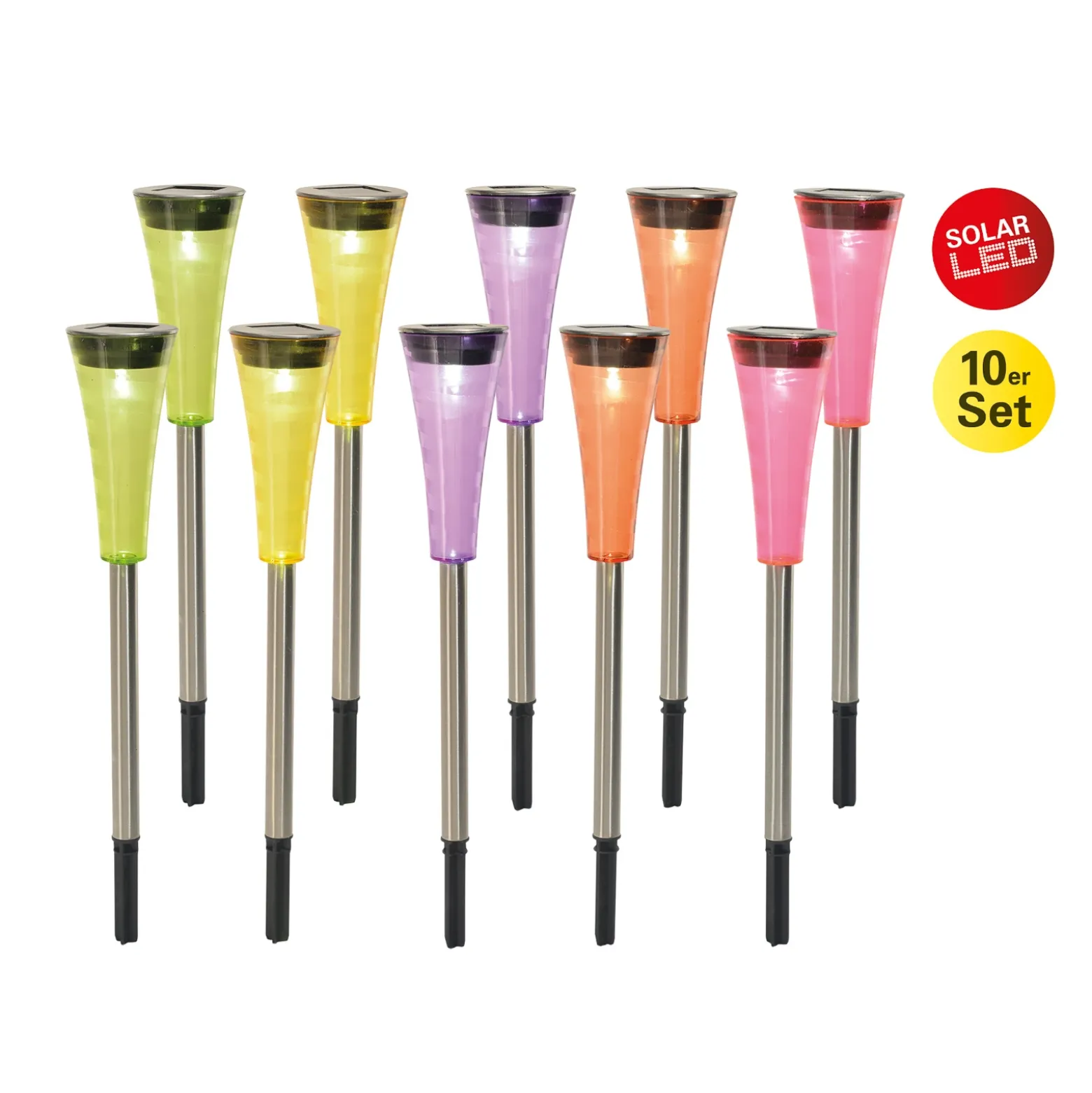Lámpara solar LED 4180702 con pica, colores, 10