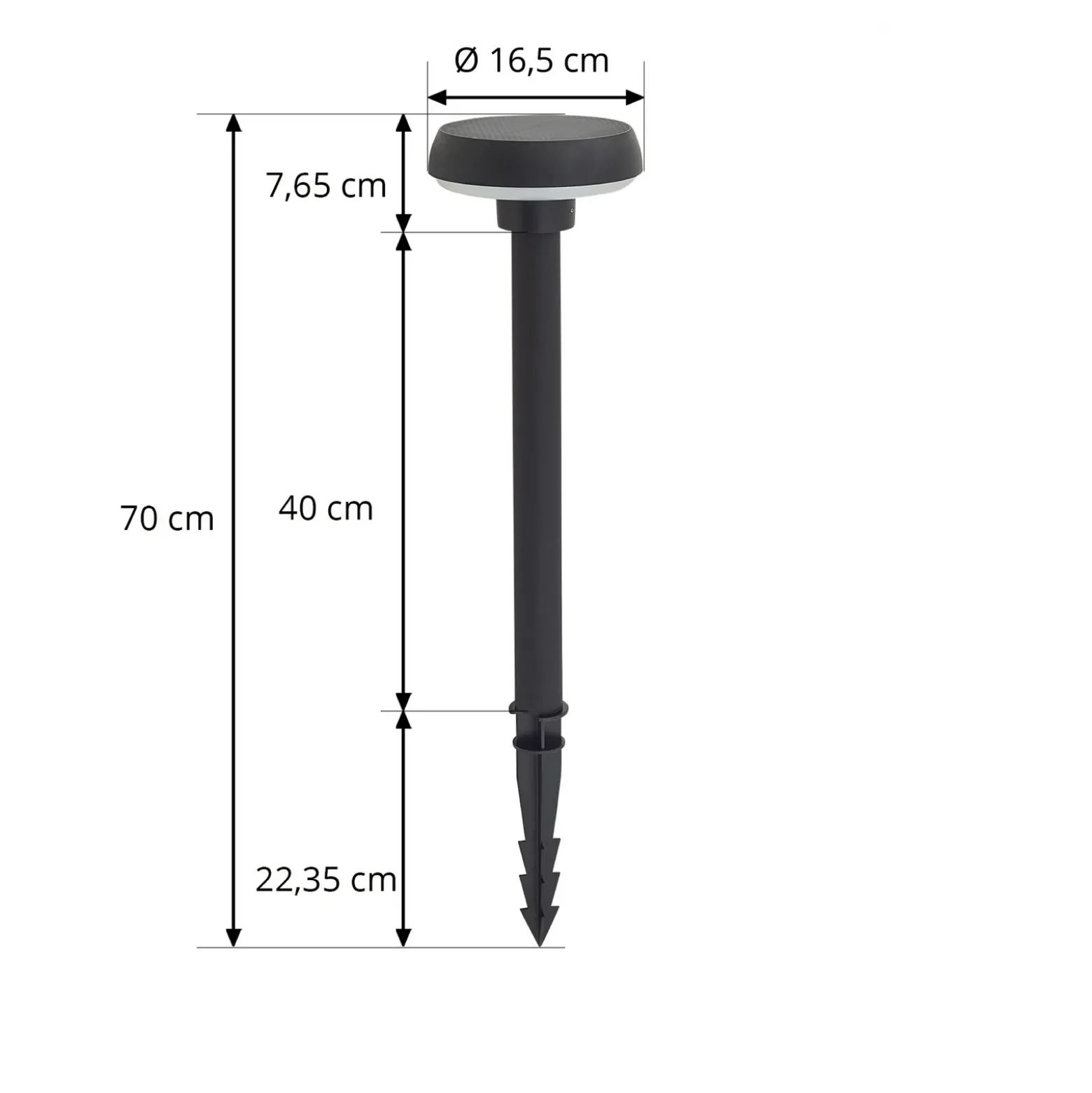 Lámpara solar LED con pica para suelo Lindby Brinca, negro, PC, sensor