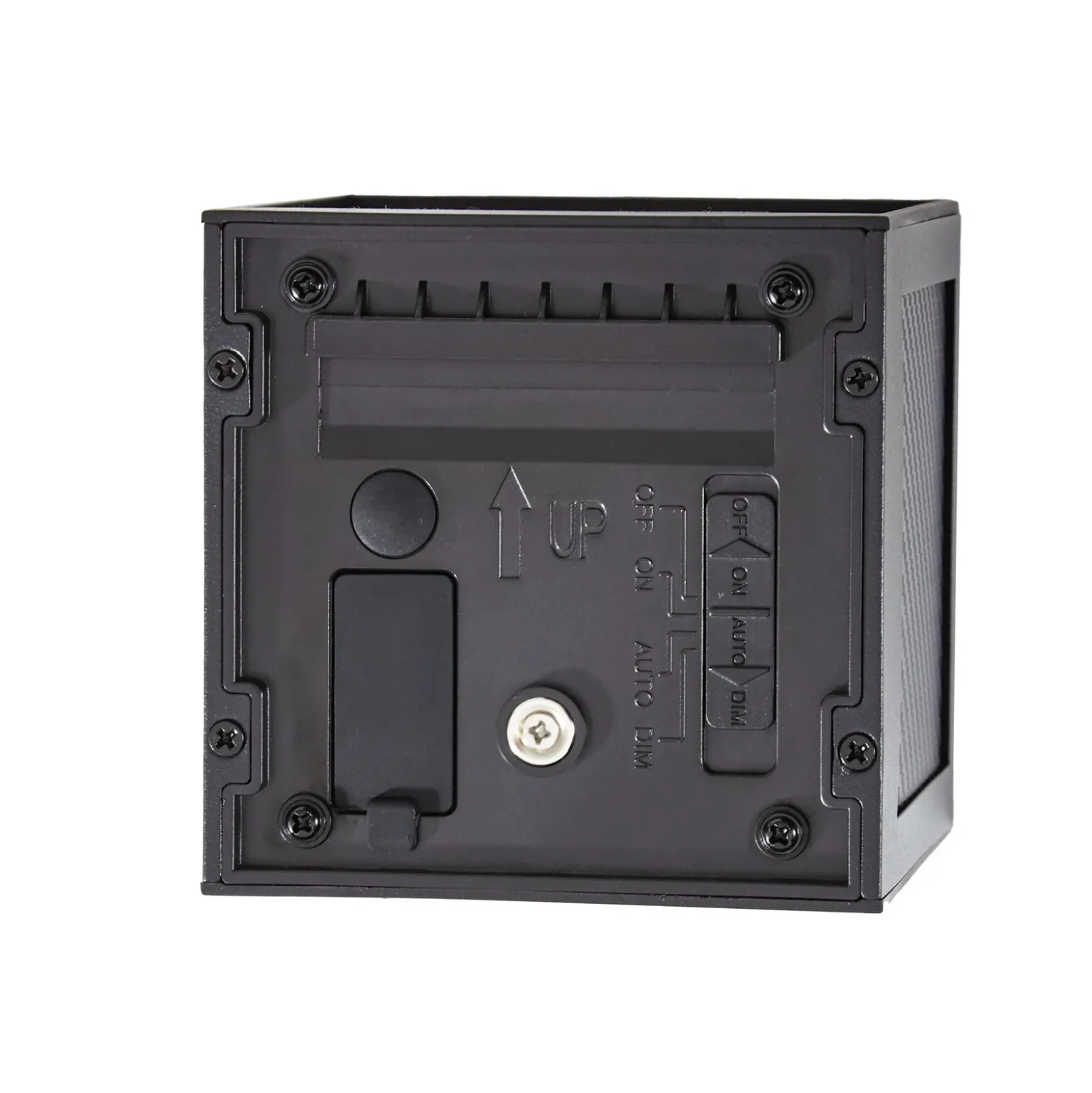 Lámpara solar LED de pared Avvin de PRIOS, negra, forma de cubo, con sensor