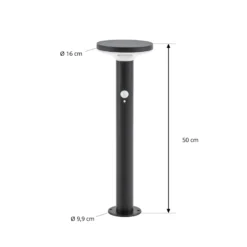 Lámpara solar LED de pie Kalen de PRIOS, negra, 50 cm, con sensor