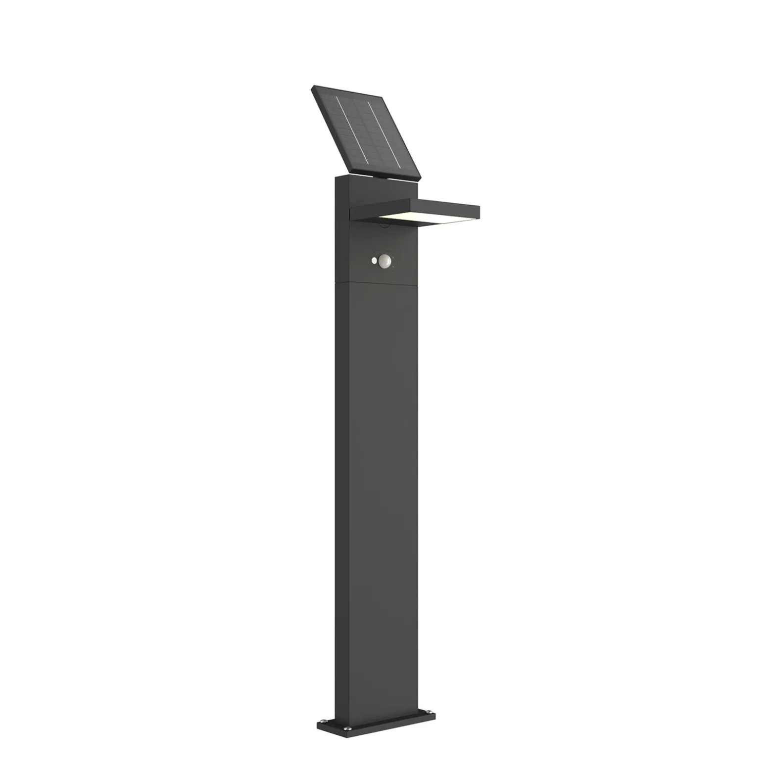 Lámpara solar LED para caminos Lucande Silvan, 100 cm, sensor, antracita