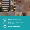 Lámpara solar LED para terraza Roccanova-L, color naranja, altura 120 cm