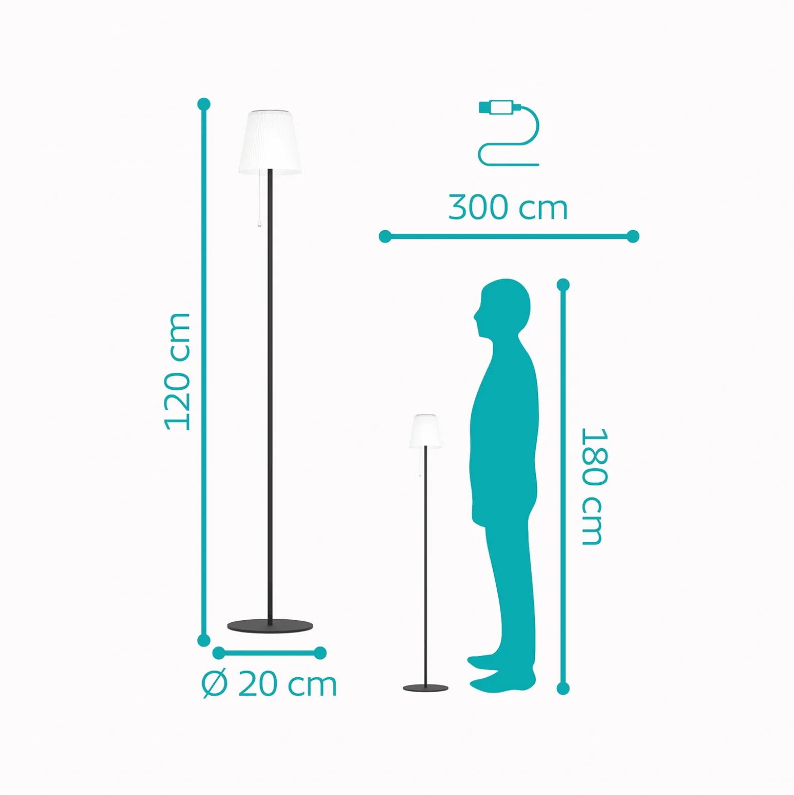 Lámpara solar LED para terraza Scordiano-L, negra, altura 120 cm