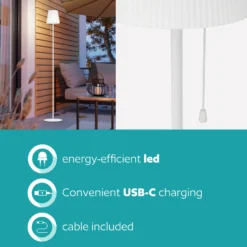Lámpara solar LED para terraza Scordiano-L, blanca, altura 120 cm