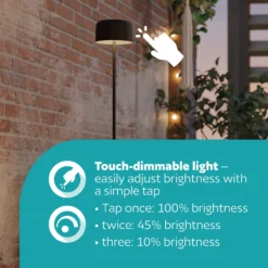 Lámpara solar LED para terraza Roccanova-L, negra, altura 120 cm