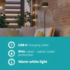 Lámpara solar LED para terraza Roccanova-L, verde, altura 120 cm