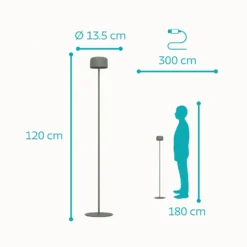 Lámpara solar LED para terraza Roccanova-L, verde, altura 120 cm