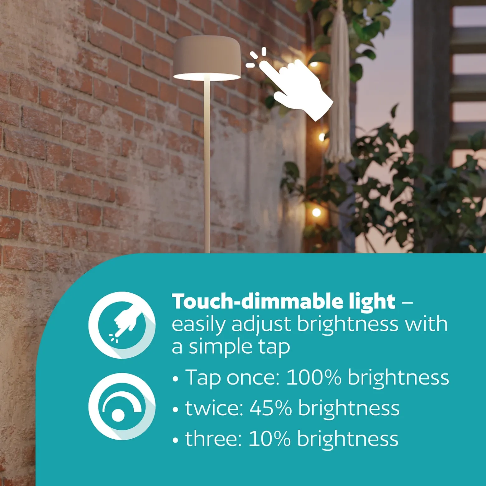 Lámpara solar LED para terraza Roccanova-L, blanca, altura 120 cm