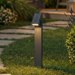 Lámpara solar LED PRIOS Lestor, antracita, atenuable, IP65