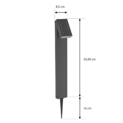 Lámpara solar LED PRIOS Lestor, antracita, atenuable, IP65