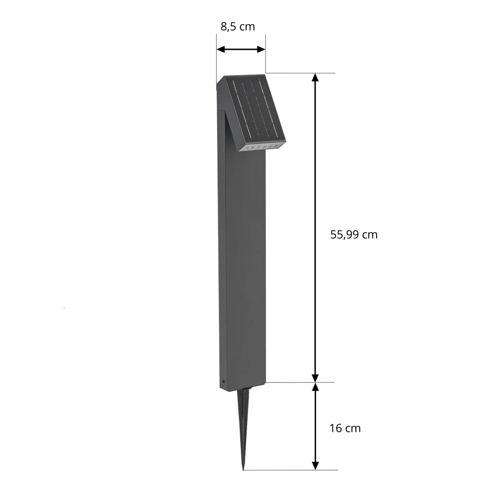 Lámpara solar LED PRIOS Lestor, antracita, atenuable, IP65