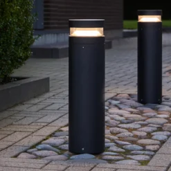 LOOM DESIGN Bolardo luminoso LED, negro, altura 60 cm, aluminio