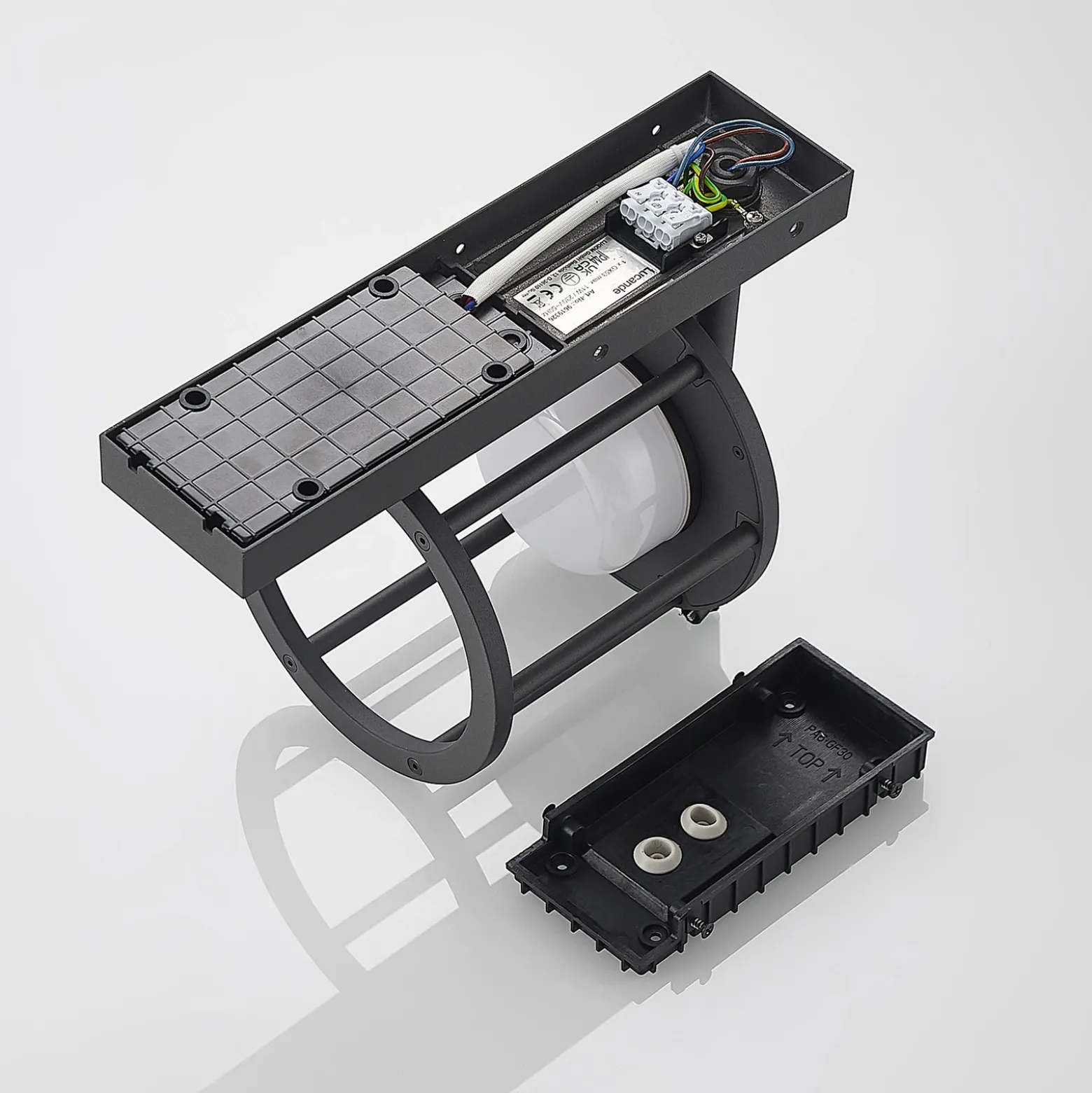 Lucande aplique de exterior Berenike, sensor, antracita, metal