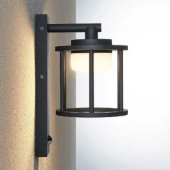 Lucande aplique de exterior Berenike, sensor, antracita, metal