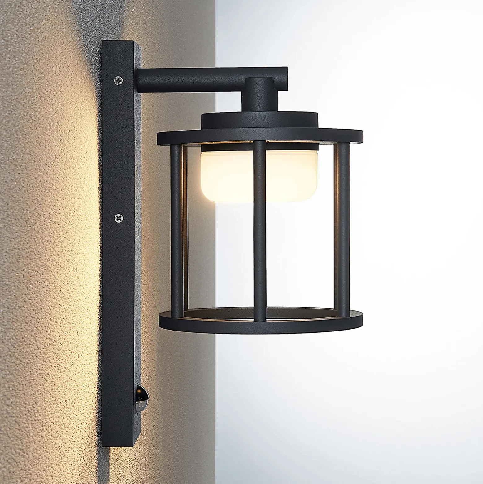 Lucande aplique de exterior Berenike, sensor, antracita, metal