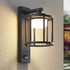Lucande aplique de exterior Berenike, sensor, antracita, metal