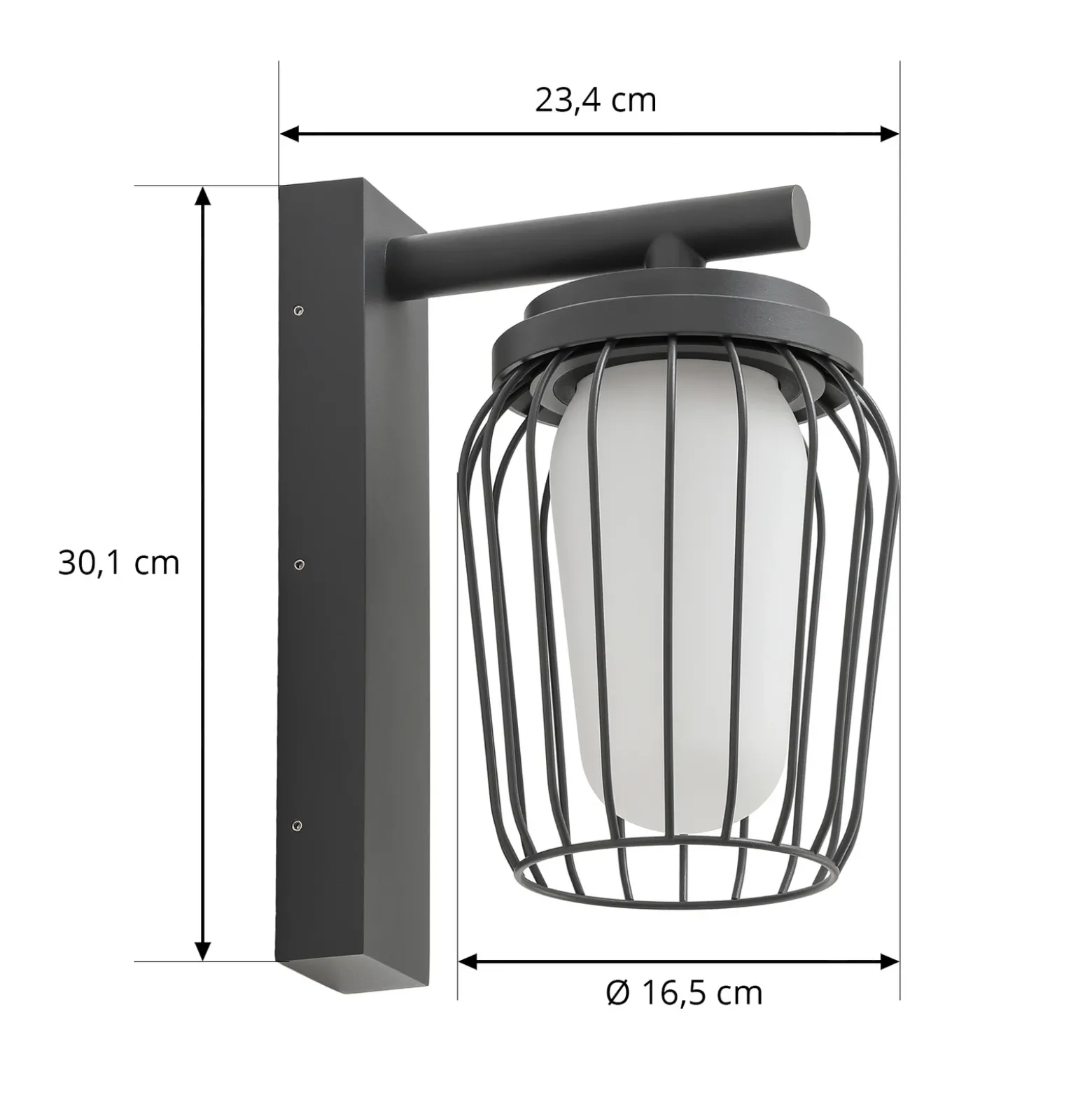 Lucande aplique de exterior Chandan, 30 cm, antracita, aluminio
