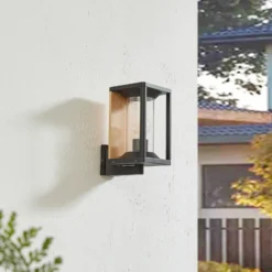 Lucande aplique de exterior Candina, negro, aluminio, IP65