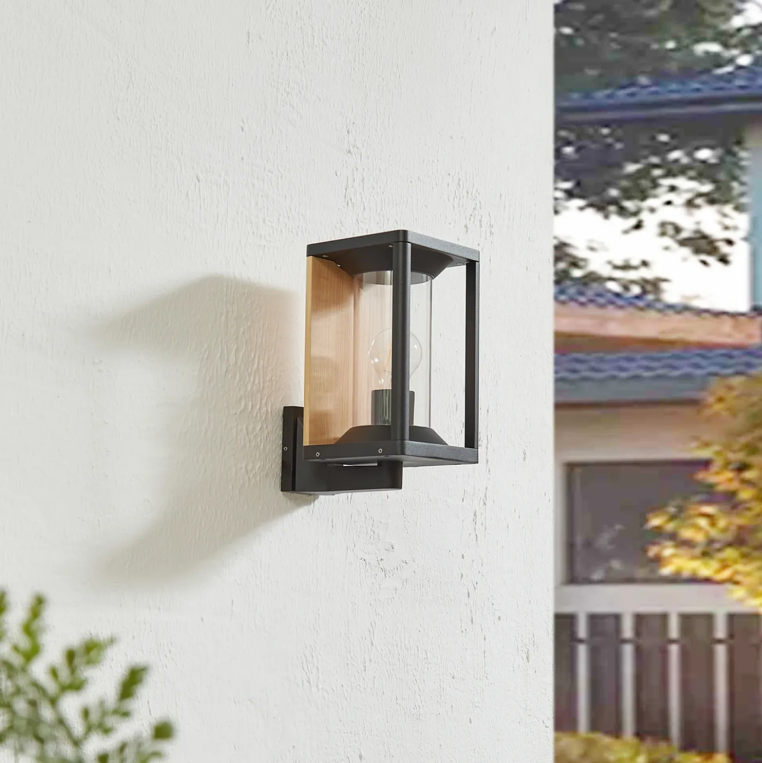 Lucande aplique de exterior Candina, negro, aluminio, IP65