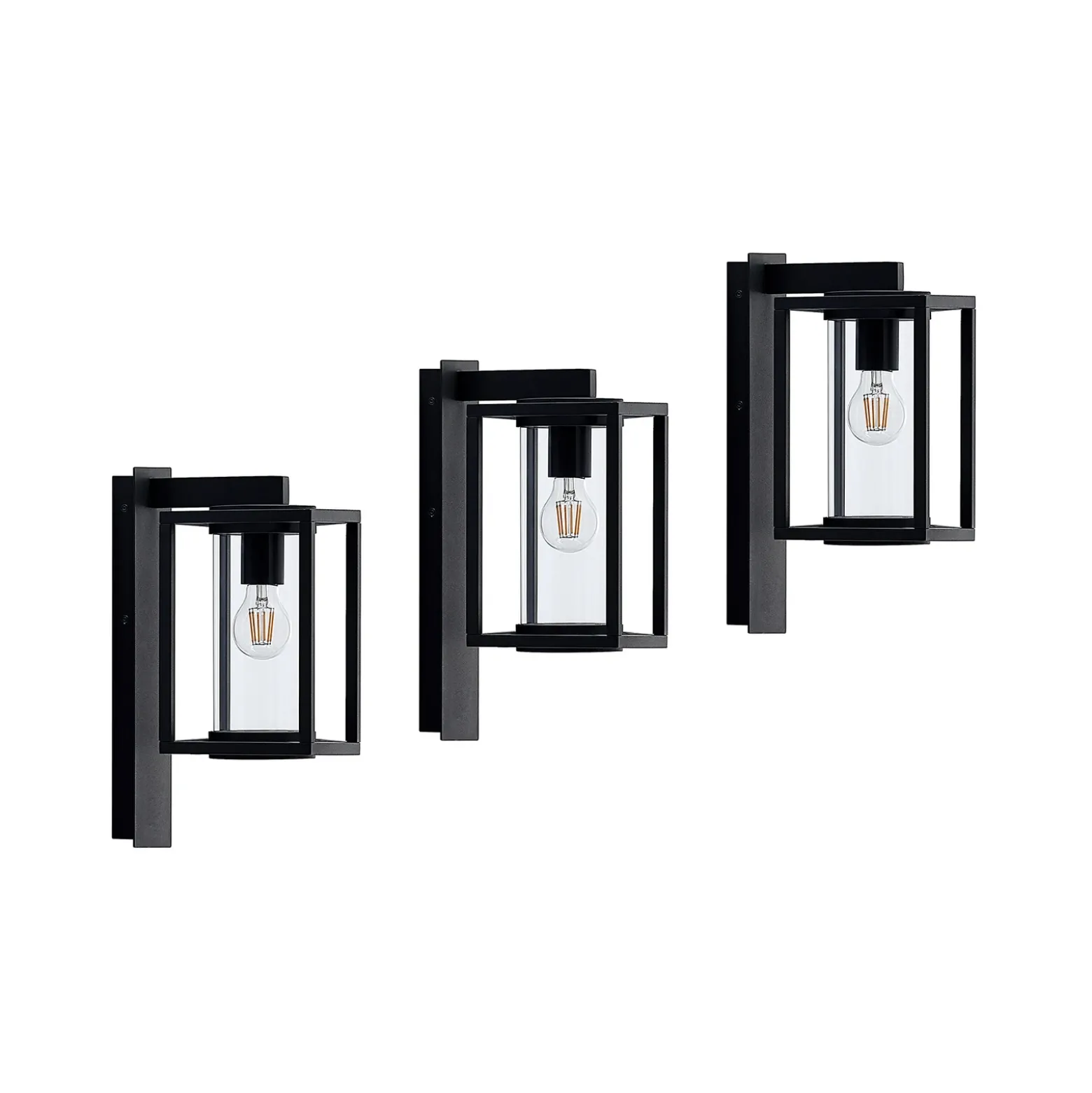 Lucande aplique de exterior Ferda, juego de 3, antracita, IP44