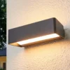 Lucande Aplique de exterior LED Midvig, gris oscuro, angular, IP65