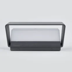 Lucande Aplique de exterior LED Midvig, gris oscuro, angular, IP65